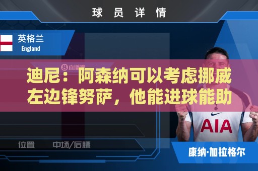 迪尼：阿森纳可以考虑挪威左边锋努萨，他能进球能助攻速度还很快
